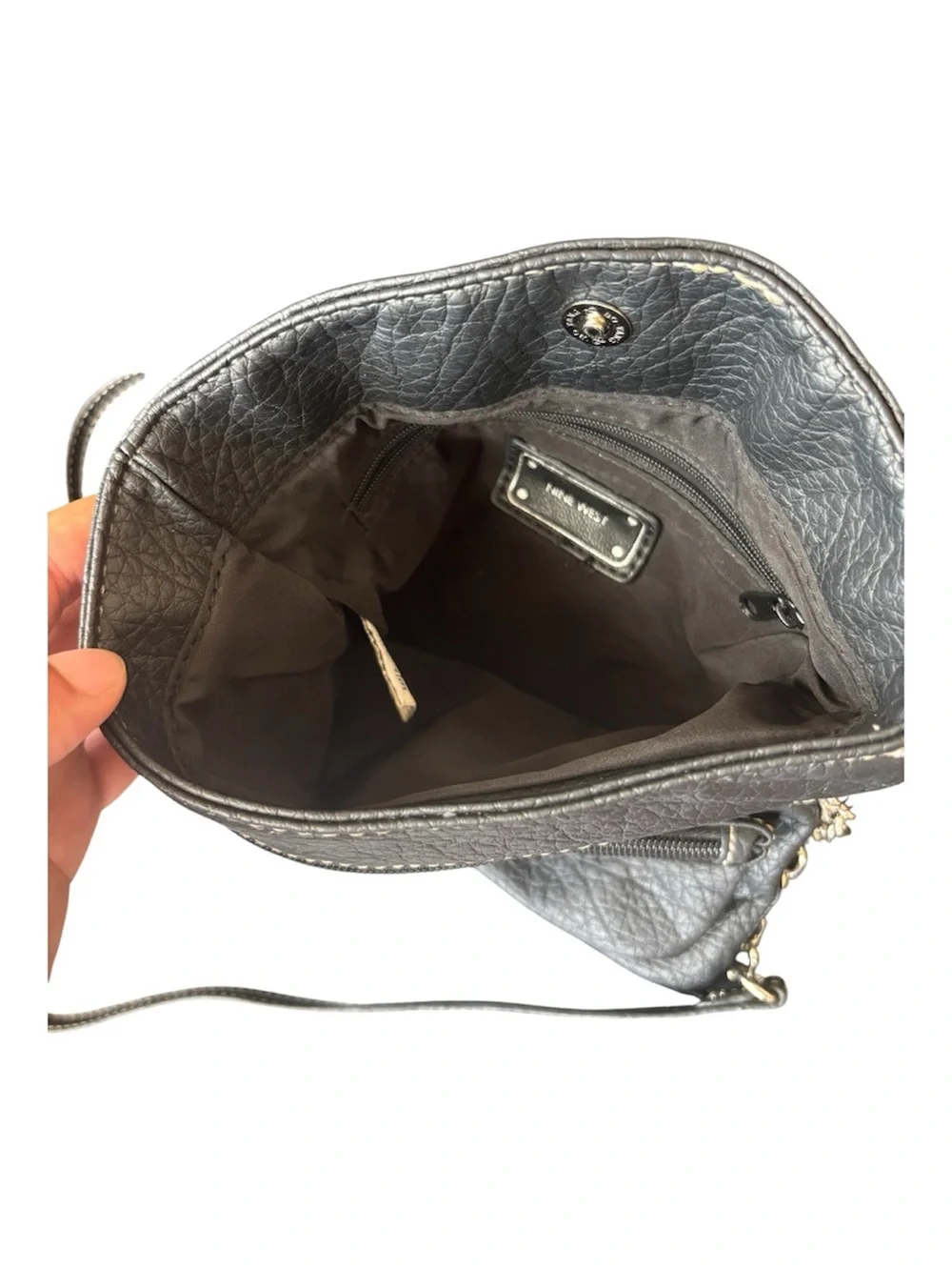 Nine West Silver Pebble-Texture Crossbody Bag